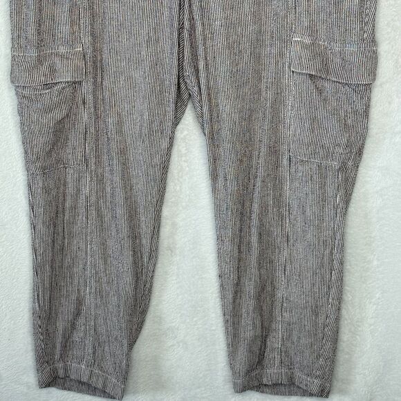 Old Navy Linen Blend Pinstripe Cargo Pants size Large Beachy Resort Wear - Picture 5 of 16